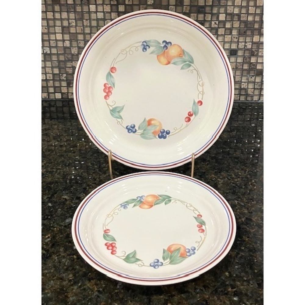 VTG  Corelle Abundance Fruit Motif Dinner Plates 10 1/4"  8 1/2" Luncheon Plate